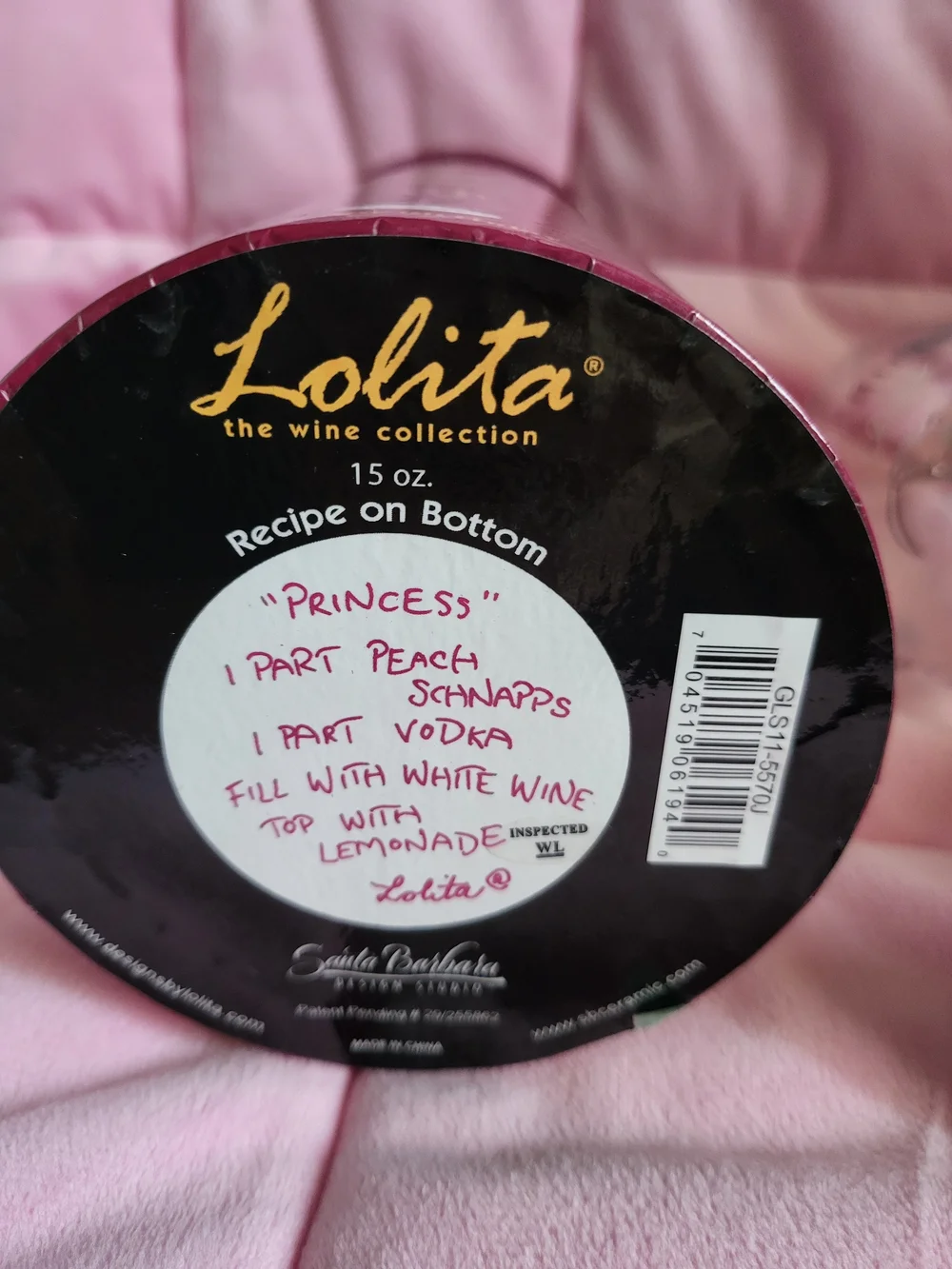 Lolita Princess Hand-Painted 15 Oz Wine Glass with Gift Box